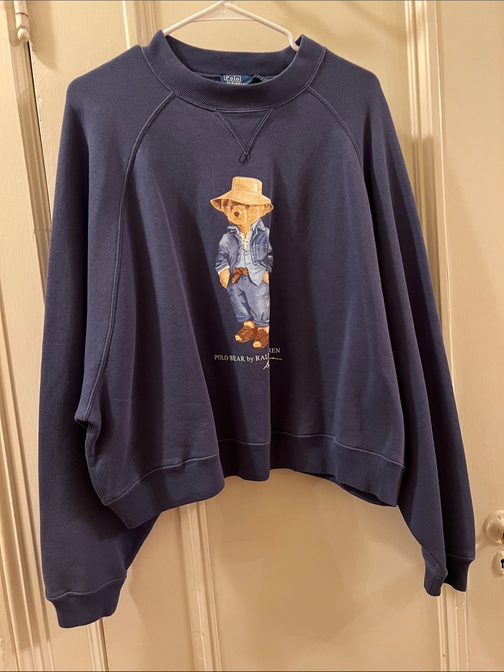 Ralph Lauren Navy Polo Bear Crewneck Sweatshirt with Bear Graphic